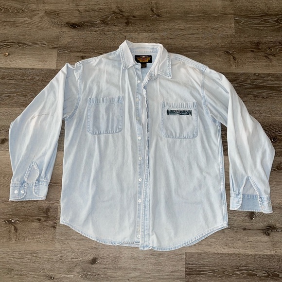 Harley Davidson Jean button down shirt - Picture 2 of 7